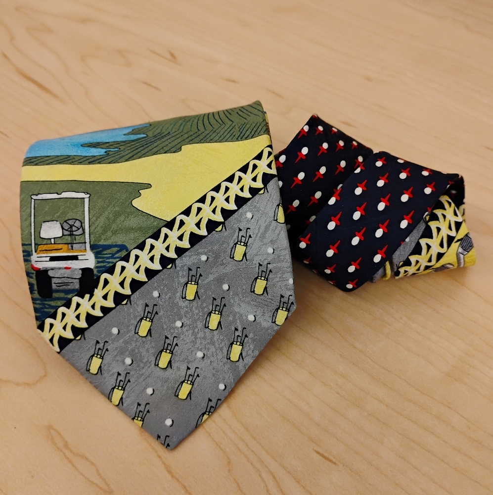 Vintage Sherry Wolfe Golf Silk Necktie Made In Italy Extremely Rare Graphic